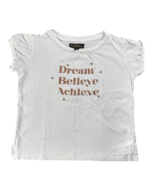 A White Short Sleeve Tops from Velveteen in size 4T for girl. (Front View)