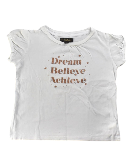 A White Short Sleeve Tops from Velveteen in size 4T for girl. (Front View)