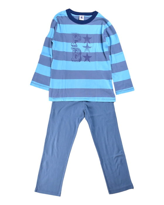 A Blue Pyjama Sets from Petit Bateau in size 5T for boy. (Front View)