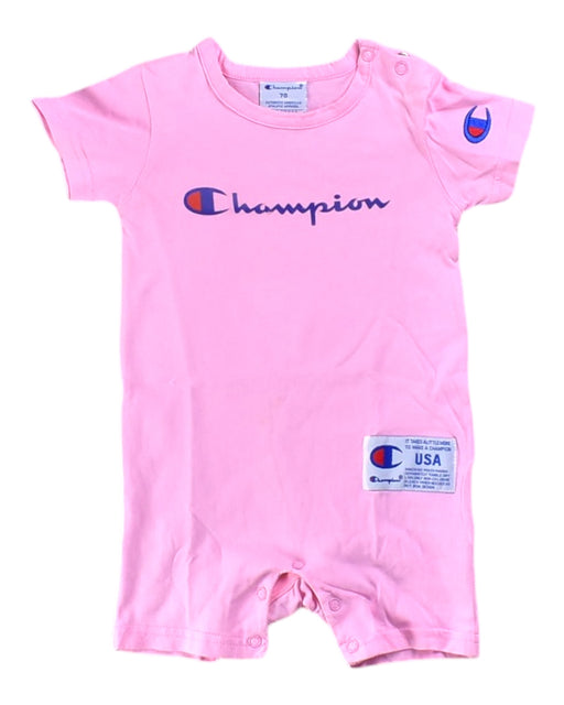 A Pink Short Sleeve Rompers from Champion in size 3-6M for girl. (Front View)