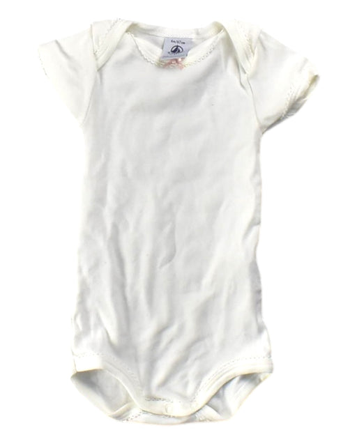 A White Short Sleeve Bodysuits from Petit Bateau in size 3-6M for girl. (Front View)