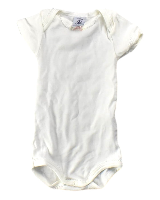 A White Short Sleeve Bodysuits from Petit Bateau in size 3-6M for girl. (Front View)