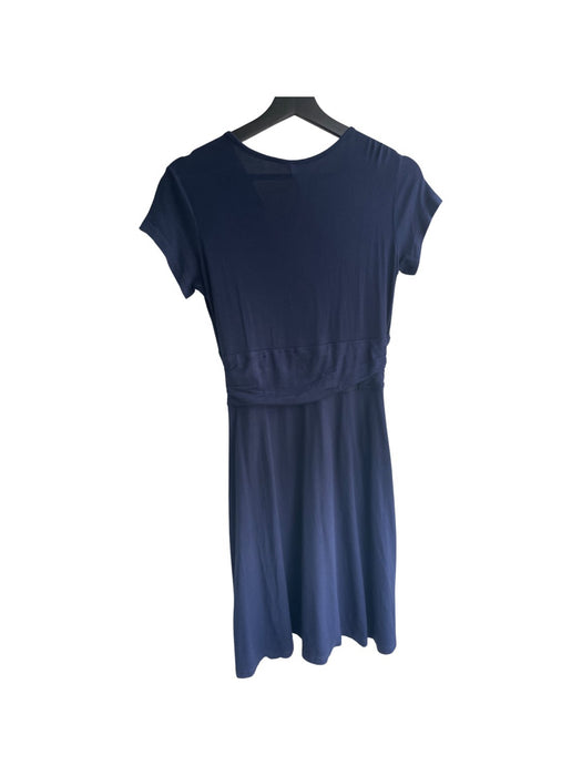 A Navy Short Sleeve Dresses from Seraphine in size XS for maternity. (Back View)