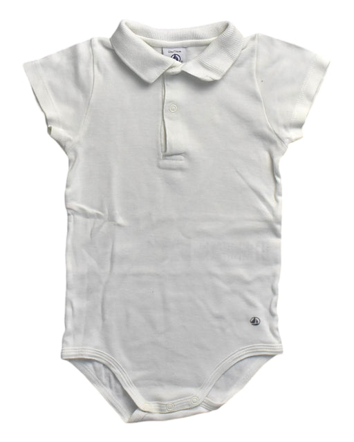 A White Short Sleeve Bodysuits from Petit Bateau in size 6-12M for girl. (Front View)