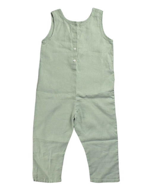 A Green Long Overalls from Assembly Label in size 4T for neutral. (Front View)