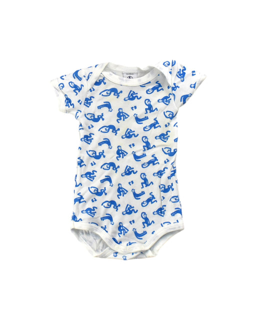 A Peach Short Sleeve Rompers from Petit Bateau in size 0-3M for boy. (Front View)