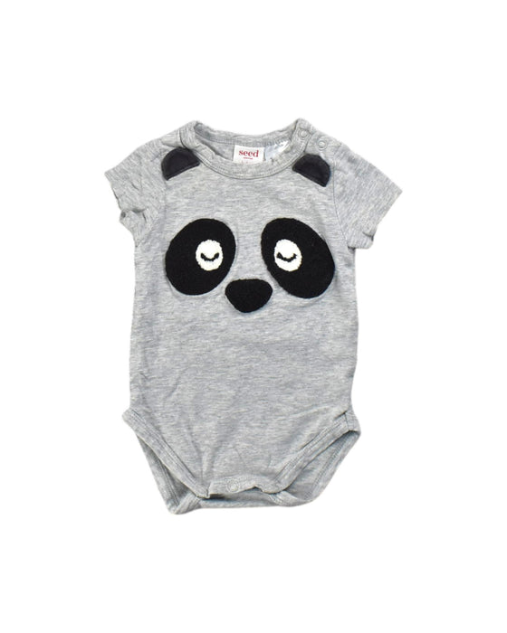 A Grey Rompers from Seed in size Newborn for neutral. (Front View)