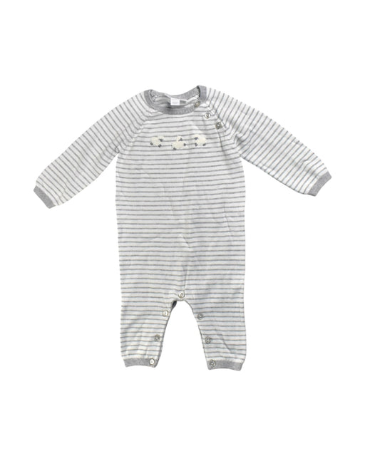 A Grey Short Sleeve Bodysuits from The Little White Company in size 3-6M for neutral. (Front View)
