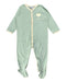 A Green Onesies from Petit Bateau in size 12-18M for neutral. (Front View)