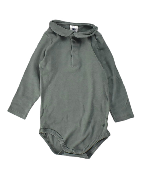 A Green Long Sleeve Bodysuits from Petit Bateau in size 12-18M for boy. (Front View)