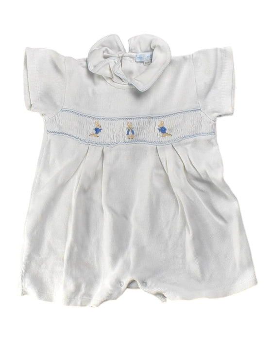 A White Short Sleeve Rompers from Mini La Mode in size 6-12M for boy. (Front View)