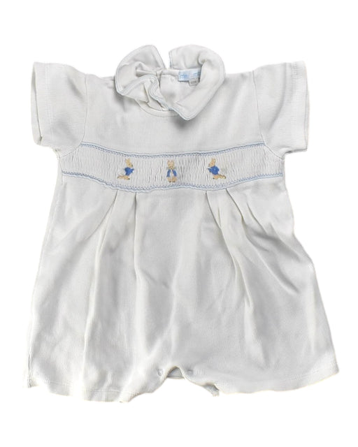 A White Short Sleeve Rompers from Mini La Mode in size 6-12M for boy. (Front View)