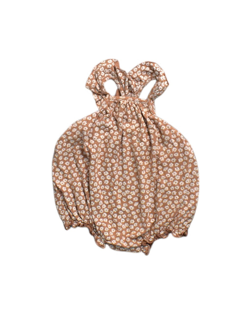 A Brown Sleeveless Rompers from Rylee + Cru in size 3-6M for neutral. (Front View)