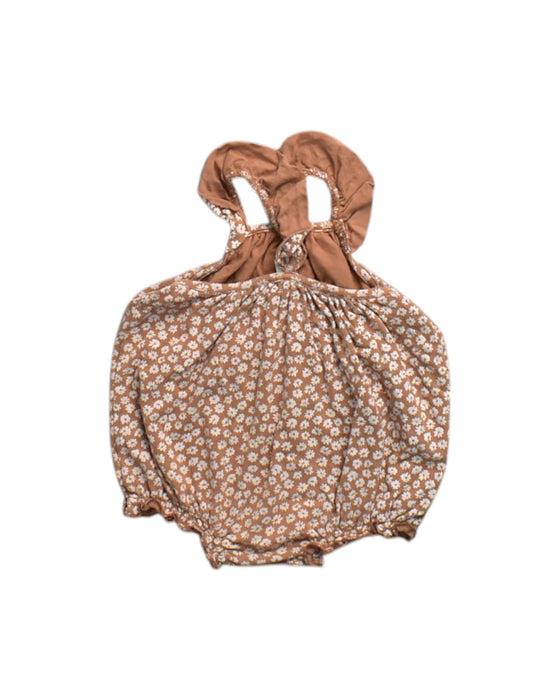 A Brown Sleeveless Rompers from Rylee + Cru in size 3-6M for neutral. (Back View)