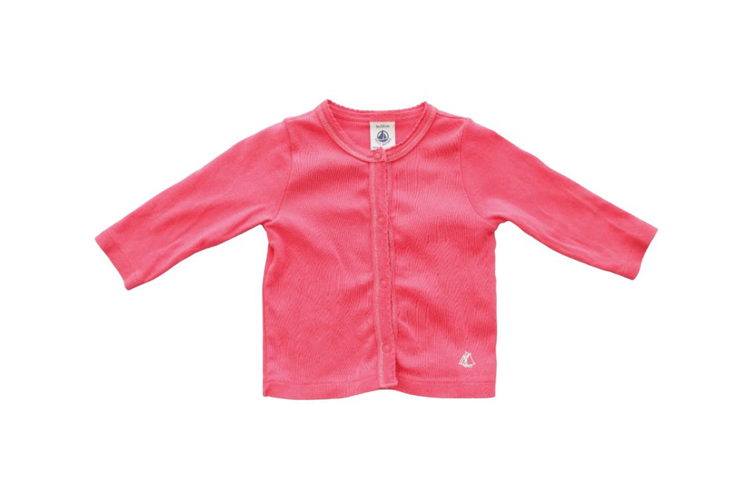 A Pink Cardigans from Petit Bateau in size 0-3M for girl. (Front View)