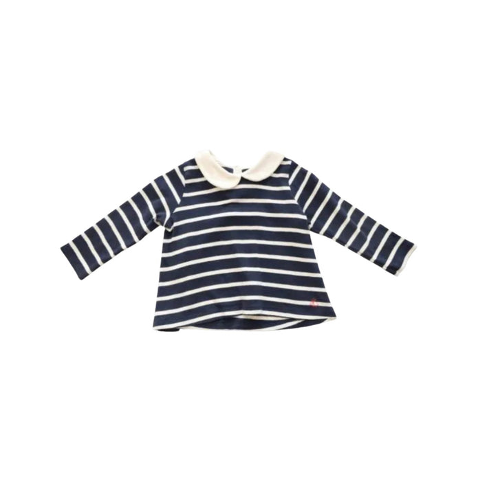 A Navy Long Sleeve Shirts from Petit Bateau in size 6-12M for girl. (Front View)
