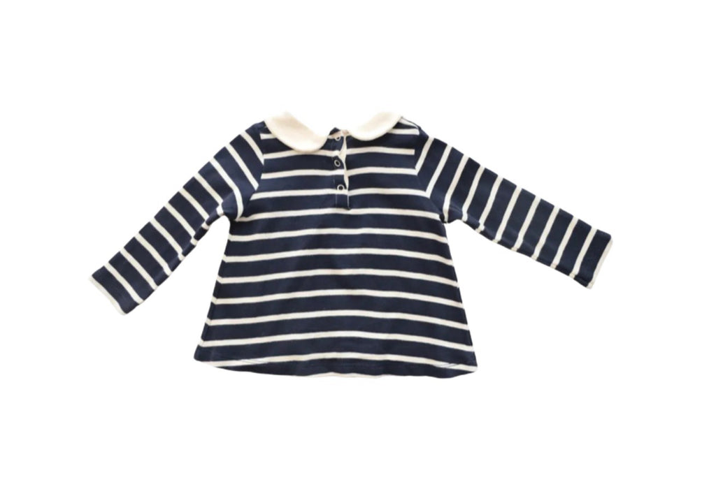 A Navy Long Sleeve Shirts from Petit Bateau in size 6-12M for girl. (Back View)