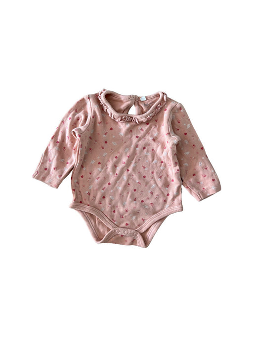 A Pink Long Sleeve Bodysuits from Mori in size 3-6M for girl. (Front View)
