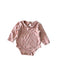 A Pink Long Sleeve Bodysuits from Mori in size 3-6M for girl. (Front View)