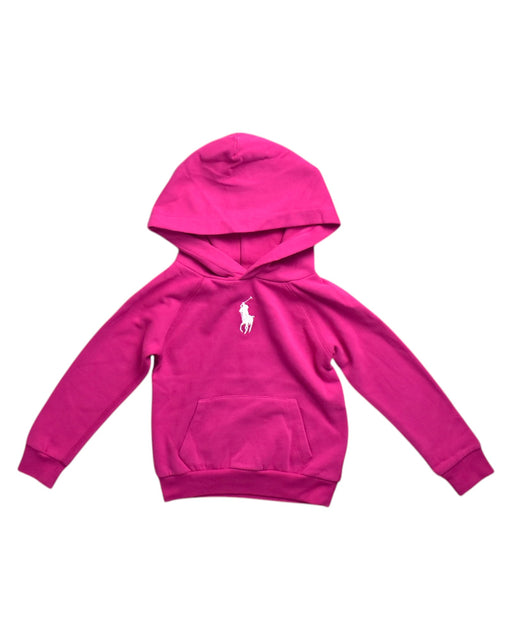 A Pink Hooded Sweatshirts from Polo Ralph Lauren in size 5T for neutral. (Front View)