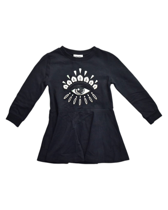 A Black Long Sleeve Dresses from Kenzo in size 4T for girl. (Front View)