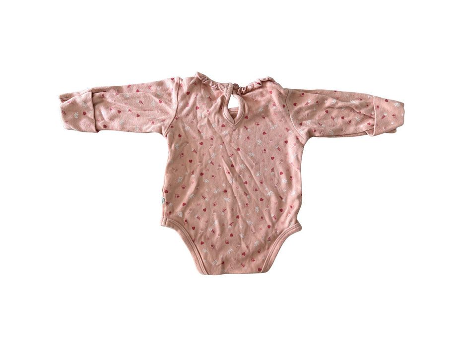 A Pink Long Sleeve Bodysuits from Mori in size 3-6M for girl. (Back View)
