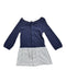 A Navy Long Sleeve Dresses from Petit Bateau in size 3T for girl. (Back View)