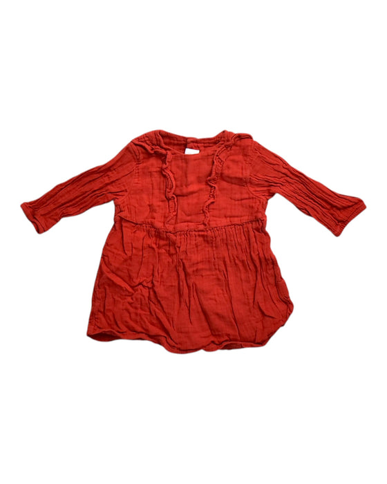 A Red Long Sleeve Dresses from Petit Bateau in size 12-18M for girl. (Front View)