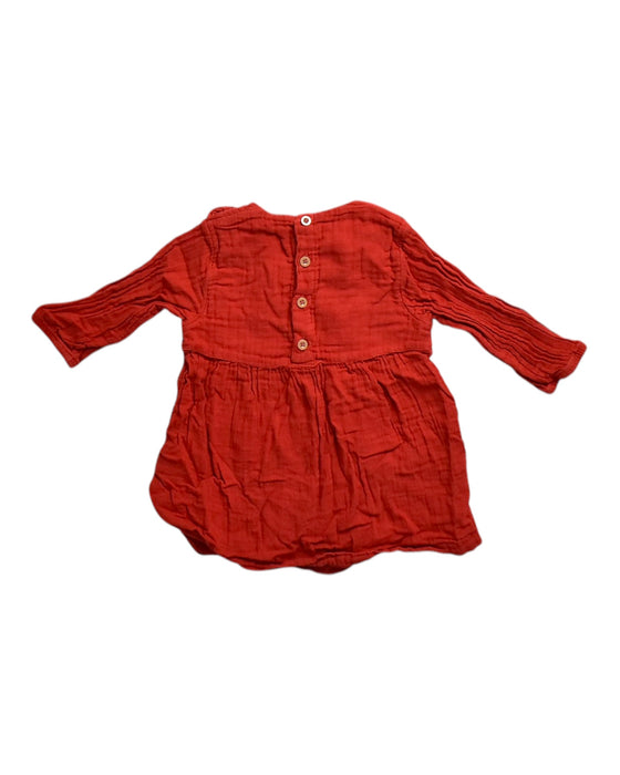 A Red Long Sleeve Dresses from Petit Bateau in size 12-18M for girl. (Back View)