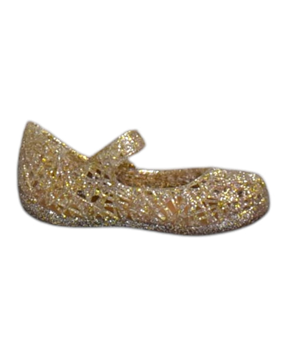 A Gold Flats from Mini Melissa Campana in size 12-18M for girl. (Front View)