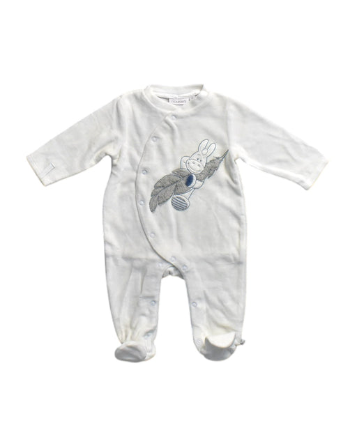 A White Long Sleeve Rompers from Noukie's in size 0-3M for neutral. (Front View)