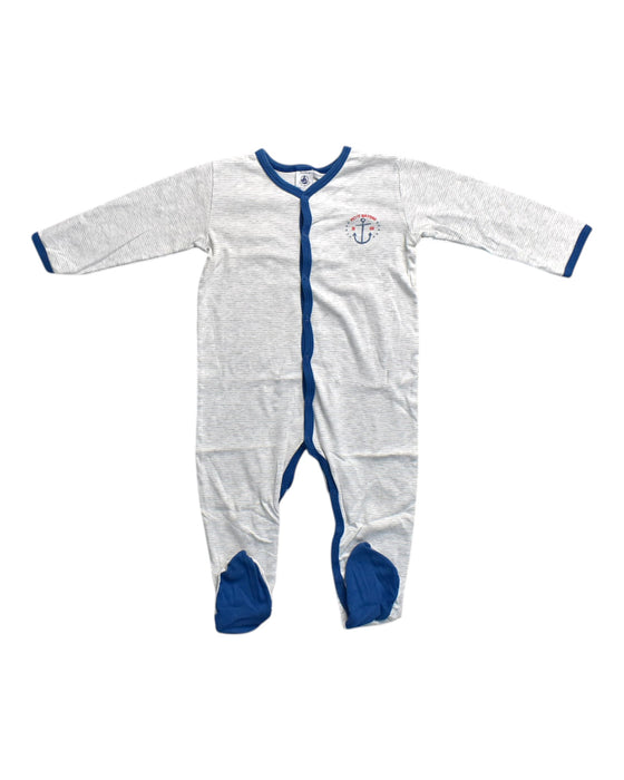 A Grey Onesies from Petit Bateau in size 2T for neutral. (Front View)