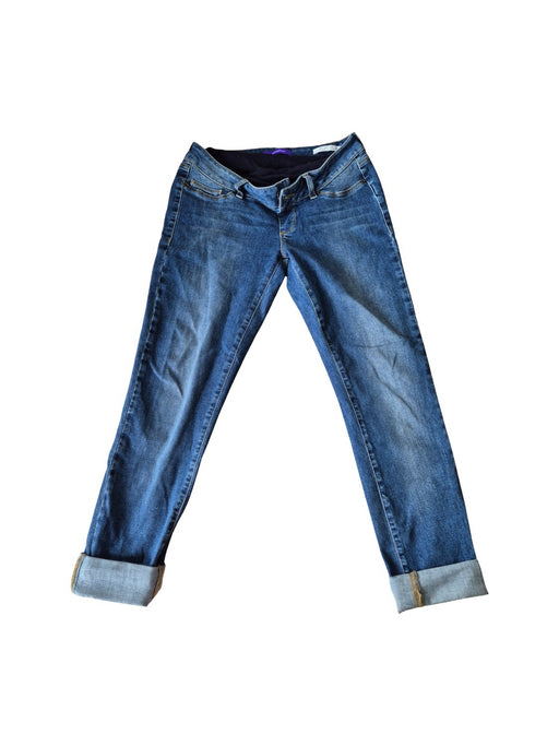 A Blue Jeans from Seraphine in size S for maternity. (Front View)