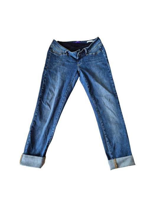 A Blue Jeans from Seraphine in size S for maternity. (Front View)
