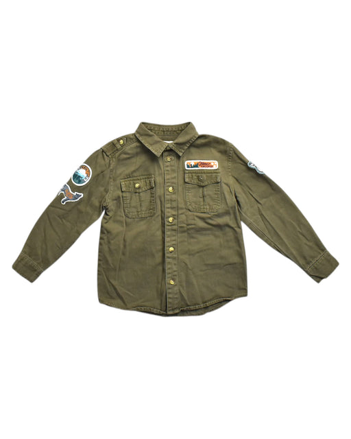 A Green Long Sleeve Shirts from Monoprix in size 5T for boy. (Front View)