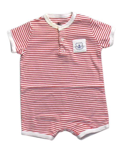 A Red Short Sleeve Rompers from Petit Bateau in size 6T for neutral. (Front View)