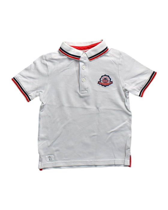 A White Short Sleeve Polos from Mothercare in size 5T for boy. (Front View)