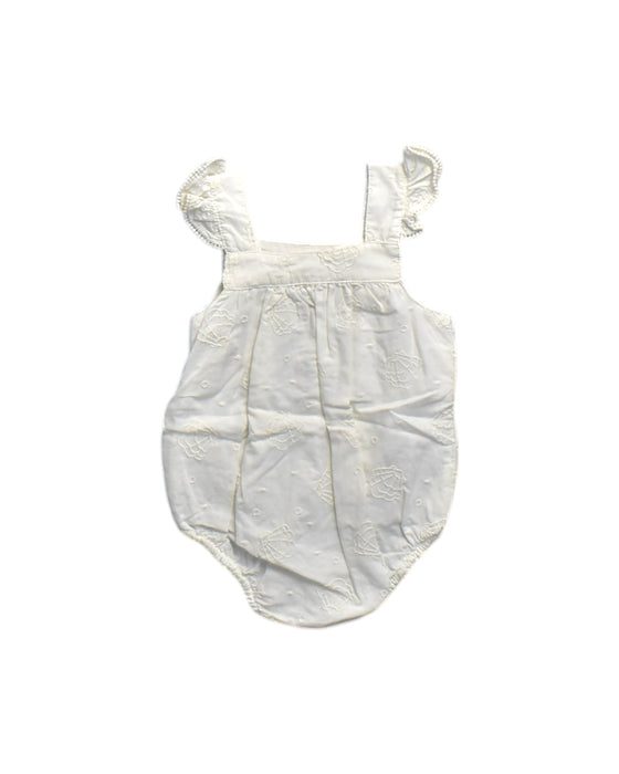 A White Sleeveless Rompers from Purebaby in size 3-6M for neutral. (Back View)