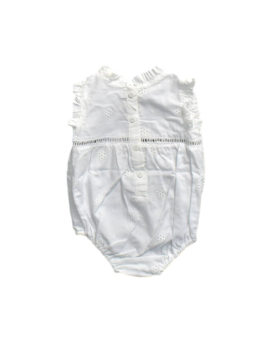 A White Sleeveless Rompers from Fox & Finch in size 3-6M for neutral. (Back View)