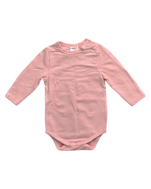 A Pink Long Sleeve Bodysuits from Purebaby in size 3-6M for neutral. (Front View)
