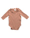 A Peach Long Sleeve Bodysuits from Seed in size 0-3M for neutral. (Front View)