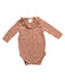 A Peach Long Sleeve Bodysuits from Seed in size 0-3M for neutral. (Front View)