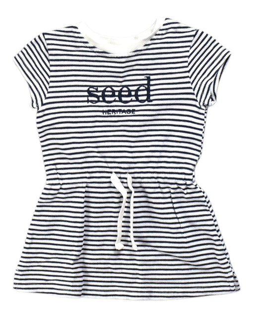 A Navy Short Sleeve Dresses from Seed in size 2T for girl. (Front View)