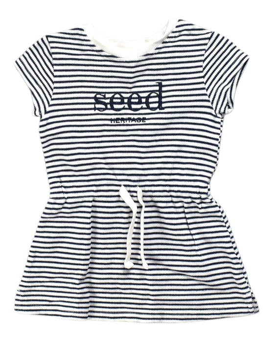 A Navy Short Sleeve Dresses from Seed in size 2T for girl. (Front View)