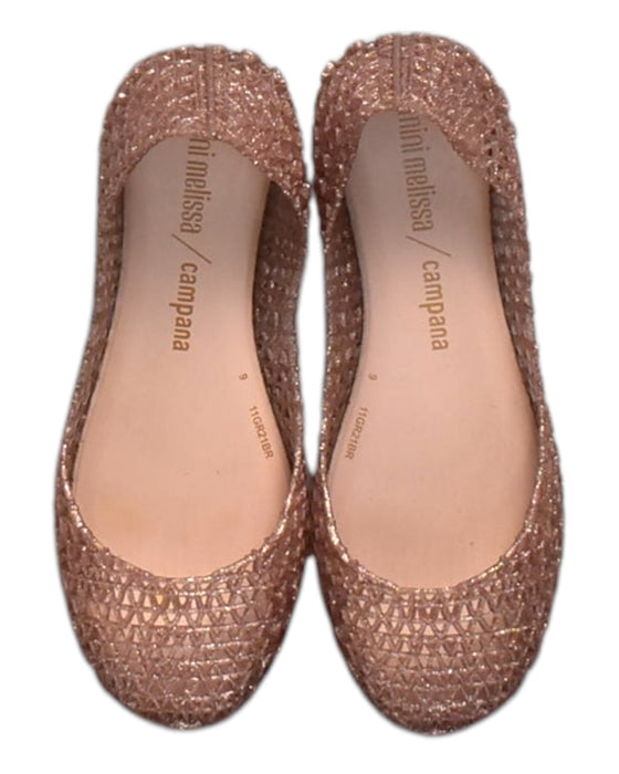 A Metallic Flats from Mini Melissa Campana in size 6T for girl. (Back View)