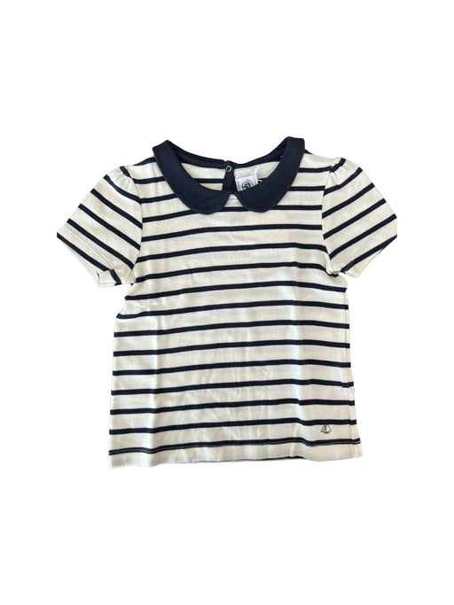 A White Short Sleeve Shirts from Petit Bateau in size 6T for girl. (Front View)