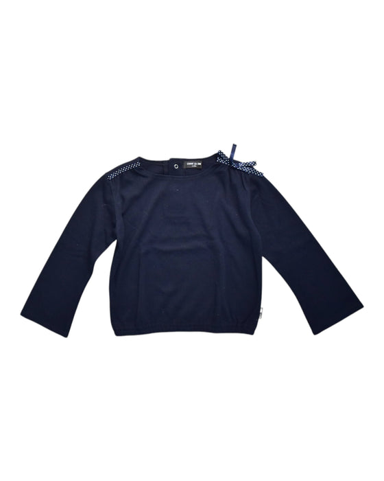 A Navy Long Sleeve Tops from Comme Ca Ism in size 5T for girl. (Front View)