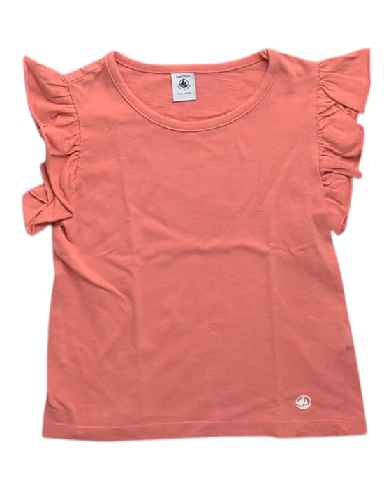 A Peach Short Sleeve Tops from Petit Bateau in size 5T for girl. (Front View)