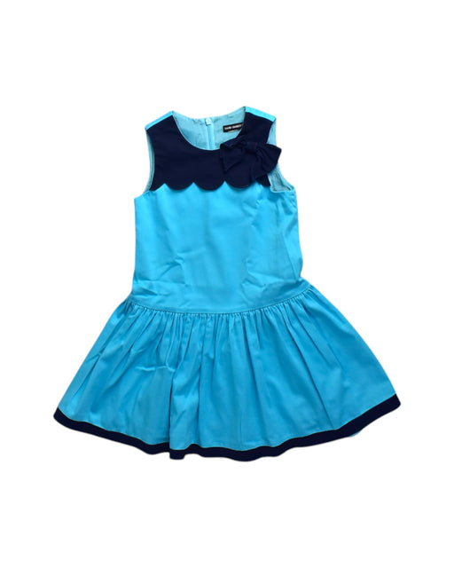 A Blue Sleeveless Dresses from David Charles in size 4T for girl. (Front View)