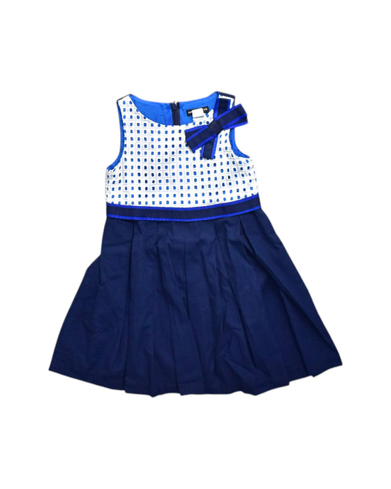 A Blue Sleeveless Dresses from David Charles in size 4T for girl. (Front View)